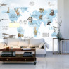 Fototapeta Animals World Map For Kids Wallpaper Design