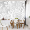 Fototapeta Beautiful, Elegant Paper Flower In The Style Of Hand-Made On A White Wall. 3D , 3D Rendering.