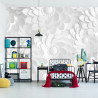 Fototapeta Beautiful, Elegant Paper Flower In The Style Of Hand-Made On A White Wall. 3D , 3D Rendering.