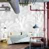 Fototapeta Beautiful, Elegant Paper Flower In The Style Of Hand-Made On A White Wall. 3D , 3D Rendering.