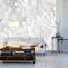 Fototapeta Beautiful, Elegant Paper Flower In The Style Of Hand-Made On A White Wall. 3D , 3D Rendering.