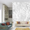 Fototapeta Beautiful, Elegant Paper Flower In The Style Of Hand-Made On A White Wall. 3D , 3D Rendering.