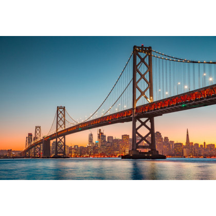 Fototapeta San Francisco Skyline With Oakland Bay Bridge At Sunset, California, Usa