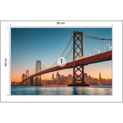 Fototapeta San Francisco Skyline With Oakland Bay Bridge At Sunset, California, Usa