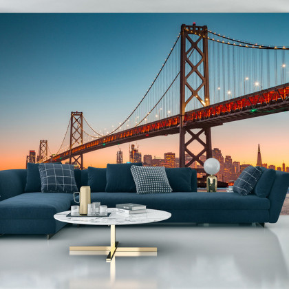 Fototapeta San Francisco Skyline With Oakland Bay Bridge At Sunset, California, Usa