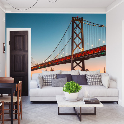 Fototapeta San Francisco Skyline With Oakland Bay Bridge At Sunset, California, Usa