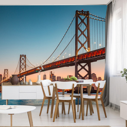 Fototapeta San Francisco Skyline With Oakland Bay Bridge At Sunset, California, Usa