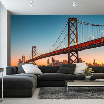 Fototapeta San Francisco Skyline With Oakland Bay Bridge At Sunset, California, Usa