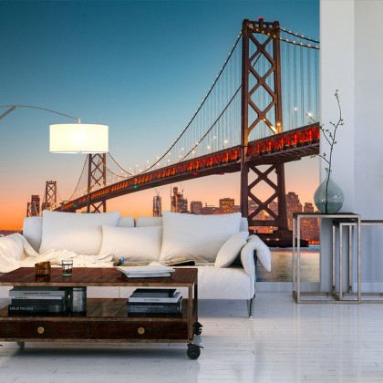 Fototapeta San Francisco Skyline With Oakland Bay Bridge At Sunset, California, Usa