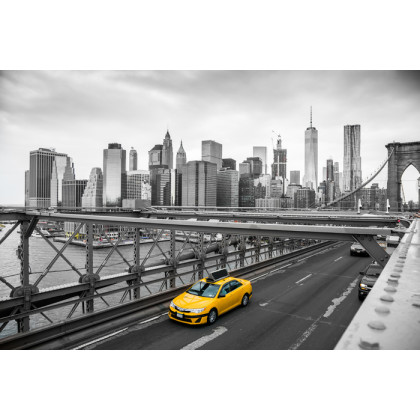Fototapeta Taxi Crossing Brooklyn Bridge