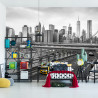 Fototapeta Taxi Crossing Brooklyn Bridge