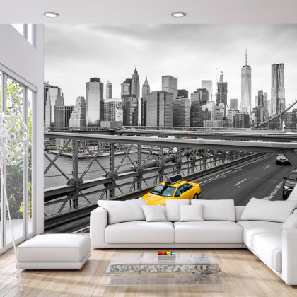 Fototapeta Taxi Crossing Brooklyn Bridge