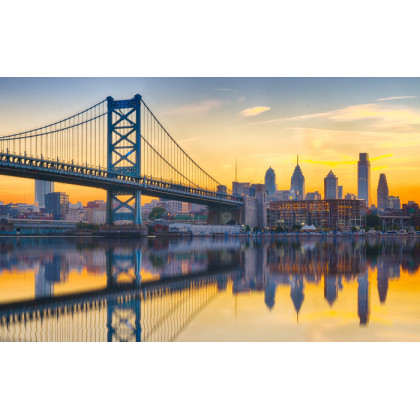 Fototapeta Philadelphia Sunset Skyline Refection