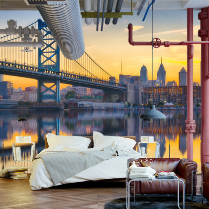 Fototapeta Philadelphia Sunset Skyline Refection
