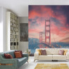 Fototapeta Beautiful View Of Golden Gate Bridge In Background Of Mountains During Sunset