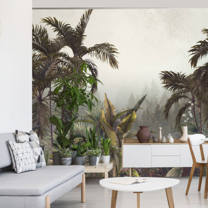 Fototapeta Tropical Trees And Leaves For Digital Printing Wallpaper, Custom Design Wallpaper - 3D