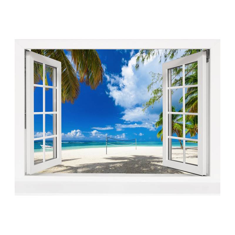 Fototapeta View From An Open Window To A Tropical Landscape.