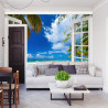 Fototapeta View From An Open Window To A Tropical Landscape.