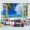 Fototapeta View From An Open Window To A Tropical Landscape.