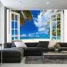 Fototapeta View From An Open Window To A Tropical Landscape.