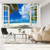 Fototapeta View From An Open Window To A Tropical Landscape.