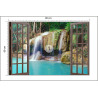 Fototapeta Open Window View To Deep Jungle Waterfall