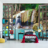 Fototapeta Open Window View To Deep Jungle Waterfall
