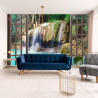 Fototapeta Open Window View To Deep Jungle Waterfall