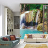 Fototapeta Open Window View To Deep Jungle Waterfall
