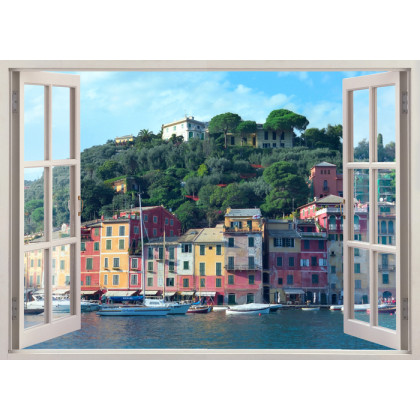 Fototapeta Pen Window View To Old Portofino, Italy