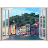 Fototapeta Pen Window View To Old Portofino, Italy