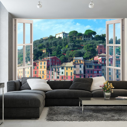 Fototapeta Pen Window View To Old Portofino, Italy
