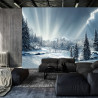 Fototapeta Beautiful Winter Landscape. Majestic White Spruces Glowing By Sunlight. Picturesque And Gorgeous Wintry Scene.