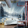 Fototapeta Beautiful Winter Landscape. Majestic White Spruces Glowing By Sunlight. Picturesque And Gorgeous Wintry Scene.
