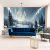 Fototapeta Beautiful Winter Landscape. Majestic White Spruces Glowing By Sunlight. Picturesque And Gorgeous Wintry Scene.