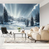 Fototapeta Beautiful Winter Landscape. Majestic White Spruces Glowing By Sunlight. Picturesque And Gorgeous Wintry Scene.