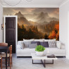 Fototapeta Ai Generated Image Of A Beautiful Landscape With Autumn Forest, A Lake And Hills