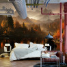 Fototapeta Ai Generated Image Of A Beautiful Landscape With Autumn Forest, A Lake And Hills