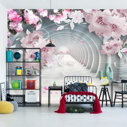 Fototapeta 3D Wallpaper Pink Jewelry Flowers