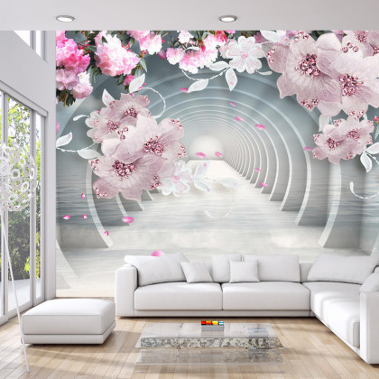 Fototapeta 3D Wallpaper Pink Jewelry Flowers