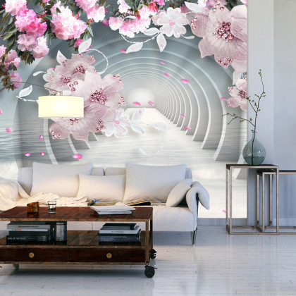 Fototapeta 3D Wallpaper Pink Jewelry Flowers