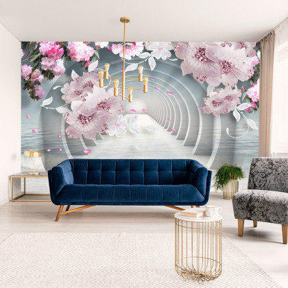 Fototapeta 3D Wallpaper Pink Jewelry Flowers