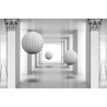 Fototapeta 3D Mural Digital Silver Tunnel With Sphere And Columns .
Modern Rendering Gray Interior Wallpaper