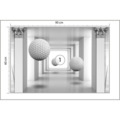 Fototapeta 3D Mural Digital Silver Tunnel With Sphere And Columns .
Modern Rendering Gray Interior Wallpaper