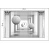 Fototapeta 3D Mural Digital Silver Tunnel With Sphere And Columns .
Modern Rendering Gray Interior Wallpaper