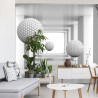 Fototapeta 3D Mural Digital Silver Tunnel With Sphere And Columns .
Modern Rendering Gray Interior Wallpaper