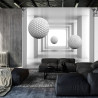 Fototapeta 3D Mural Digital Silver Tunnel With Sphere And Columns .
Modern Rendering Gray Interior Wallpaper