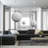 Fototapeta 3D Mural Digital Silver Tunnel With Sphere And Columns .
Modern Rendering Gray Interior Wallpaper