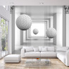 Fototapeta 3D Mural Digital Silver Tunnel With Sphere And Columns .
Modern Rendering Gray Interior Wallpaper