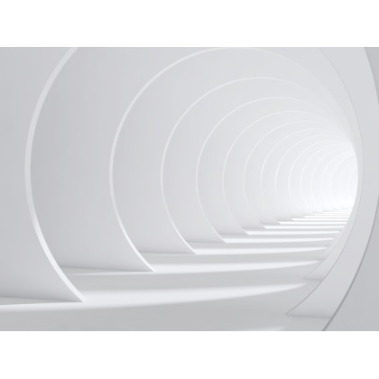 Fototapeta Abstract White Bent 3D Tunnel